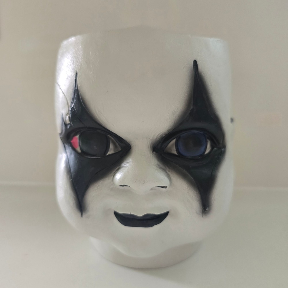 Ashland Halloween Creepy Doll Head Resin‎ Container White Black Spooky Decor 6.5